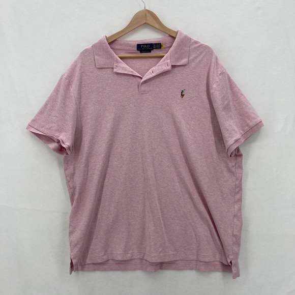 Polo Ralph Lauren Polo Shirt Mens 2XL Heather Pink Custom Slim Fit Flesh Pony - Picture 1 of 14